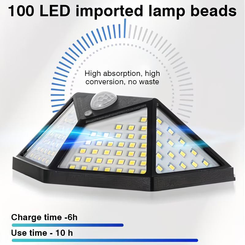 Lumină cu inducție 100LED, încărcare solară