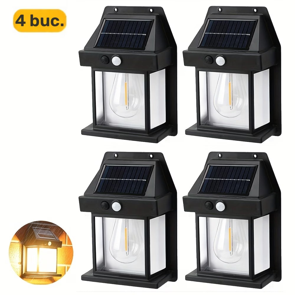 set 4 bucati de Lumină solară de exterior cu LED și senzor de mișcare