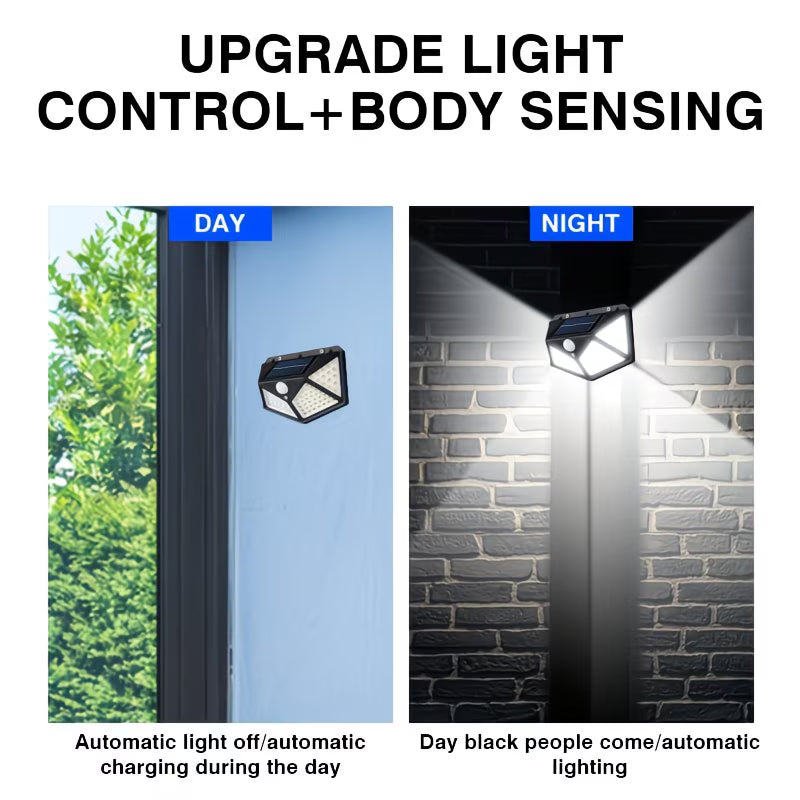 Lumină cu inducție 100LED, încărcare solară