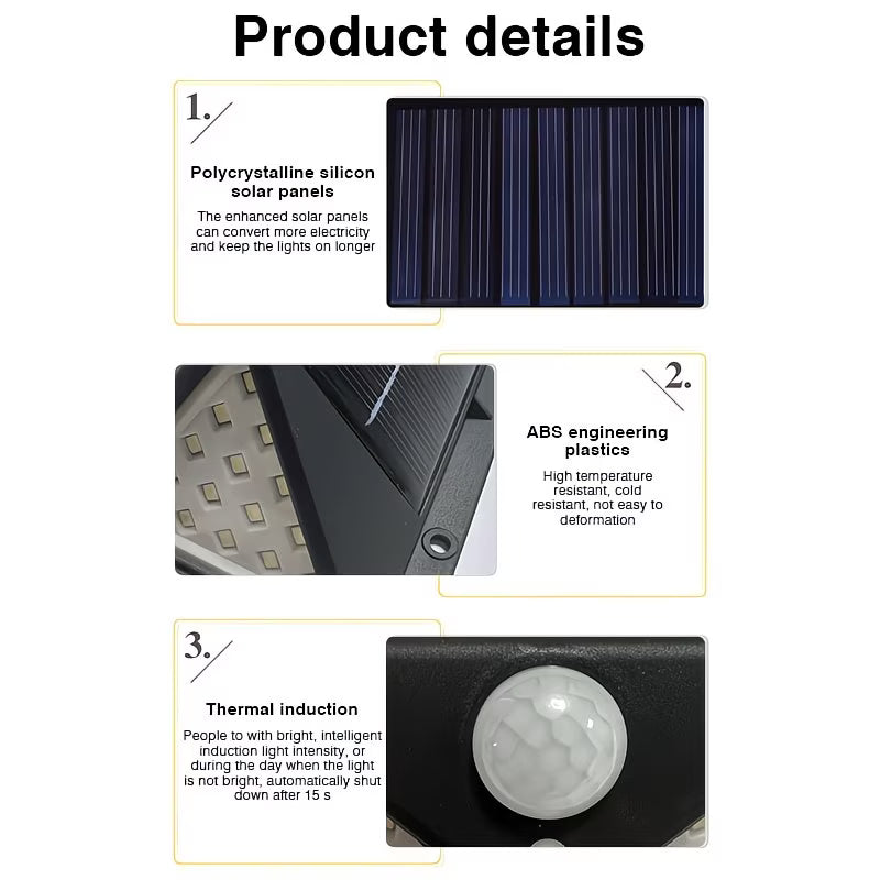 Lumină cu inducție 100LED, încărcare solară