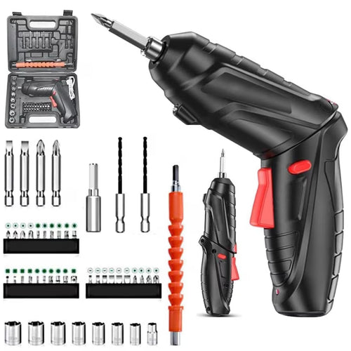 et Surubelnita Electrica Portabila OKBOONS, 45 Accesorii, Reincarcabila USB, Prelungitor Flexibil si Geanta Transport
