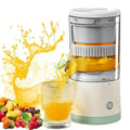 Storcator electric de citrice portabil, 45W, alb-turcoaz, capacitate 500ml, cu cablu USB si perie de curatare