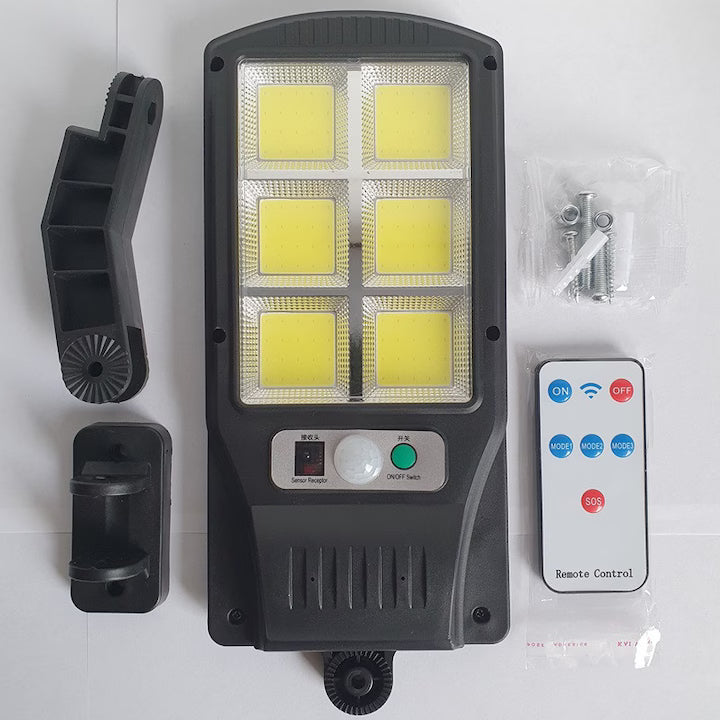 Lampa LED solara stradala, Putere 36 W, Senzor de miscare si lumina crepuscular, Telecomanda, Negru