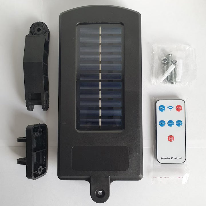 Lampa LED solara stradala, Putere 36 W, Senzor de miscare si lumina crepuscular, Telecomanda, Negru