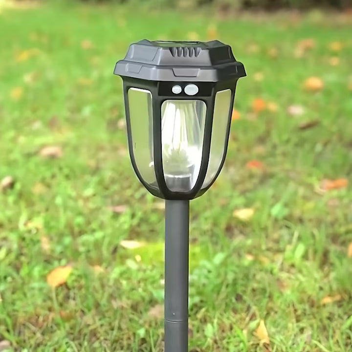 Lampa Solara cu Senzor de Miscare, awwaline, neagra, 2W, 1200 LM, prindere pe perete sau tip felinar, baterie 1200 mAh