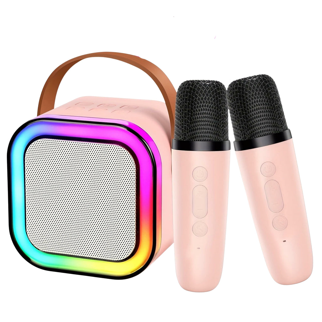 Set karaoke cu difuzor și 2 microfoane, efecte vocale, Bluetooth 5.3, LED