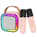 Set karaoke cu difuzor și 2 microfoane, efecte vocale, Bluetooth 5.3, LED